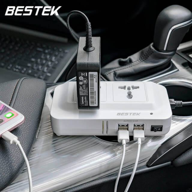 Laptop Macbook Car Charger Power Inverter DC 12V AC 220V 200W with 4 Ports USB