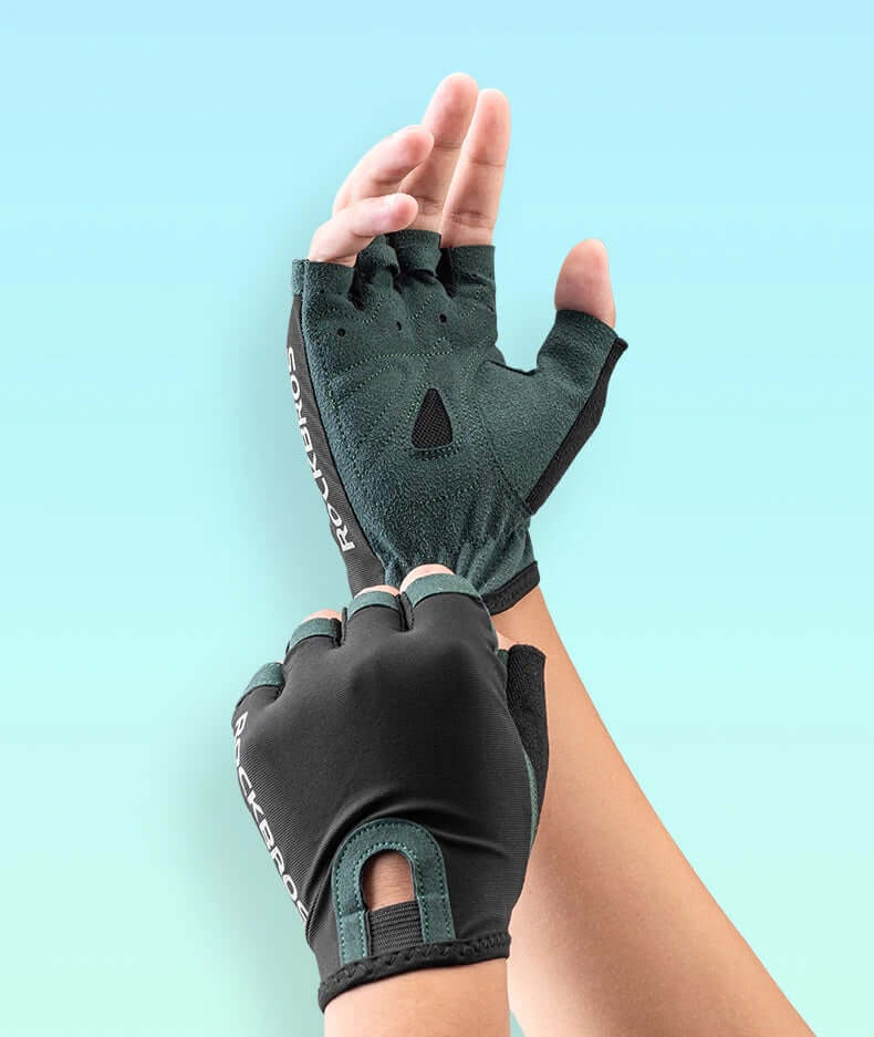 Cycling Bike Half Gloves Breathable Sweat-Wicking Net Bicycle High Stretch Fabric Sports Gloves
