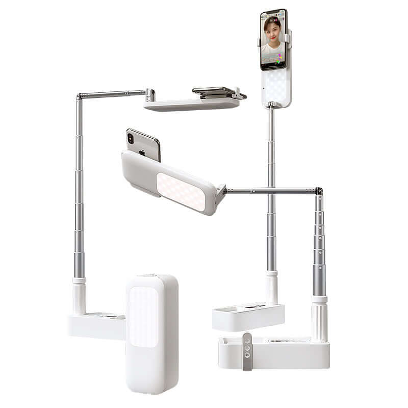 Portable Phone Holder Selfie Stick with Light Mini Desk LED Fill Lights With Rechargeable Battery