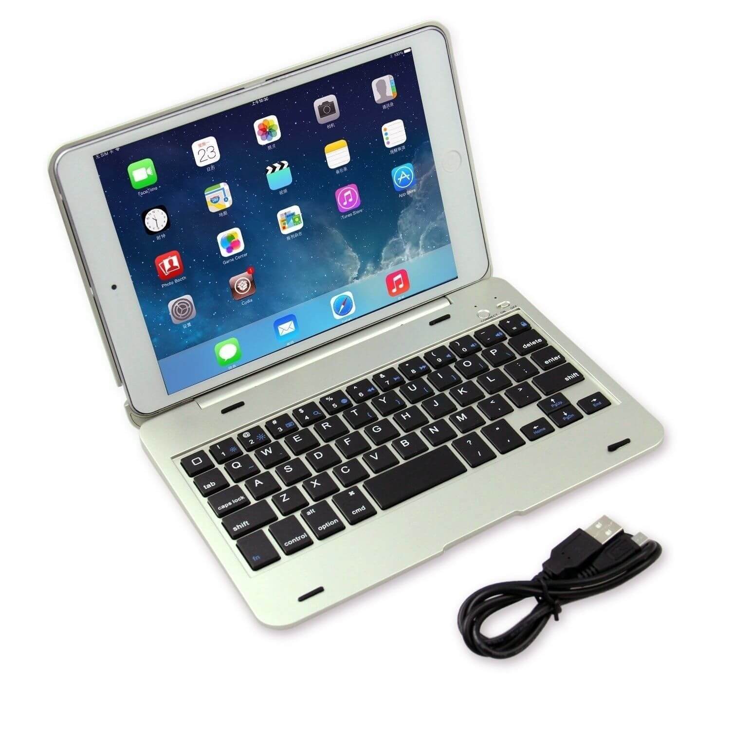 iPad Mini 1/2/3 Foldable Wireless Bluetooth Keyboard with back cover
