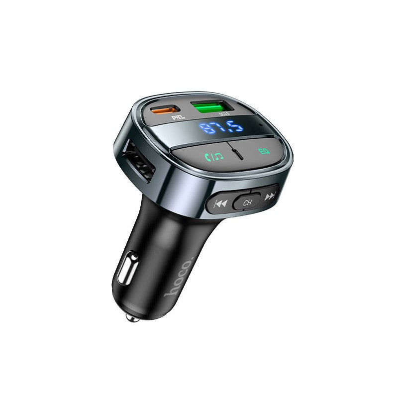 Wireless Bluetooth Car FM Transmitter Fast Car charger 30W-Black