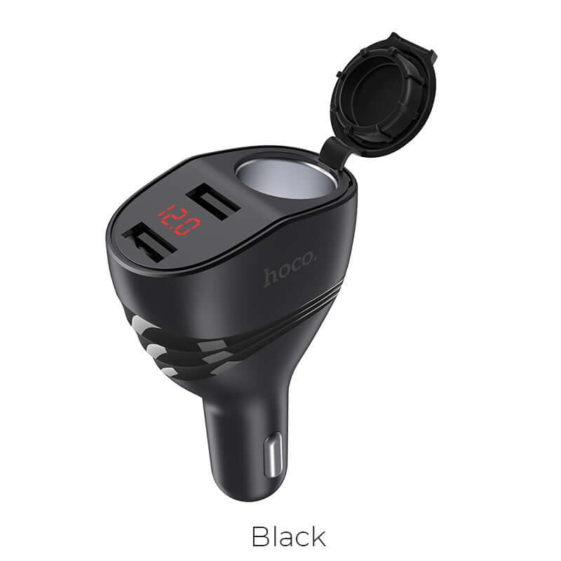 HOCO Dual USB Cigarette Port Slot Car Charger Adapter with LED Digital Display