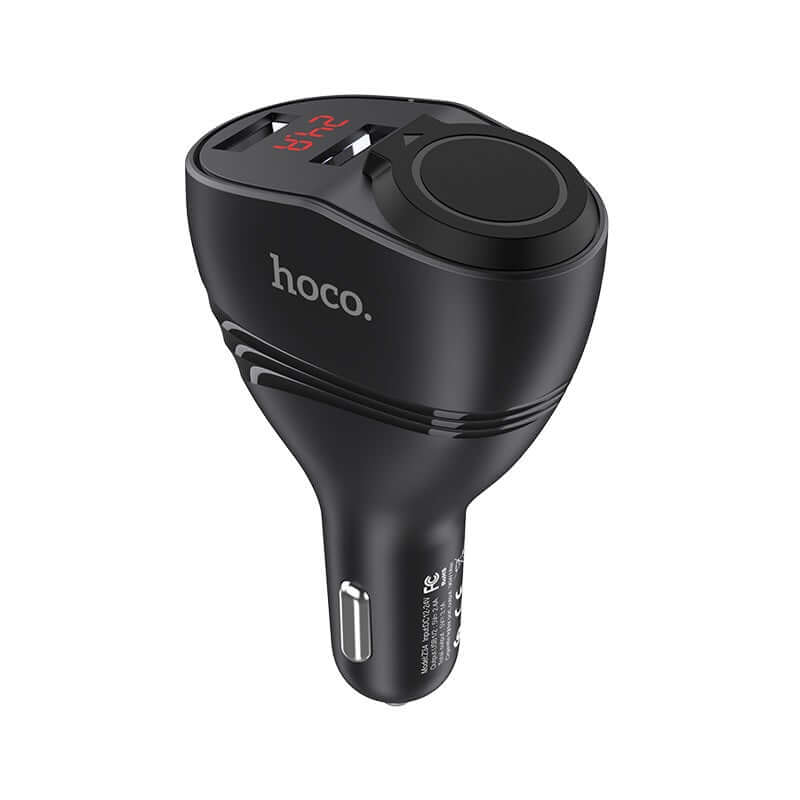 HOCO Dual USB Cigarette Port Slot Car Charger Adapter with LED Digital Display