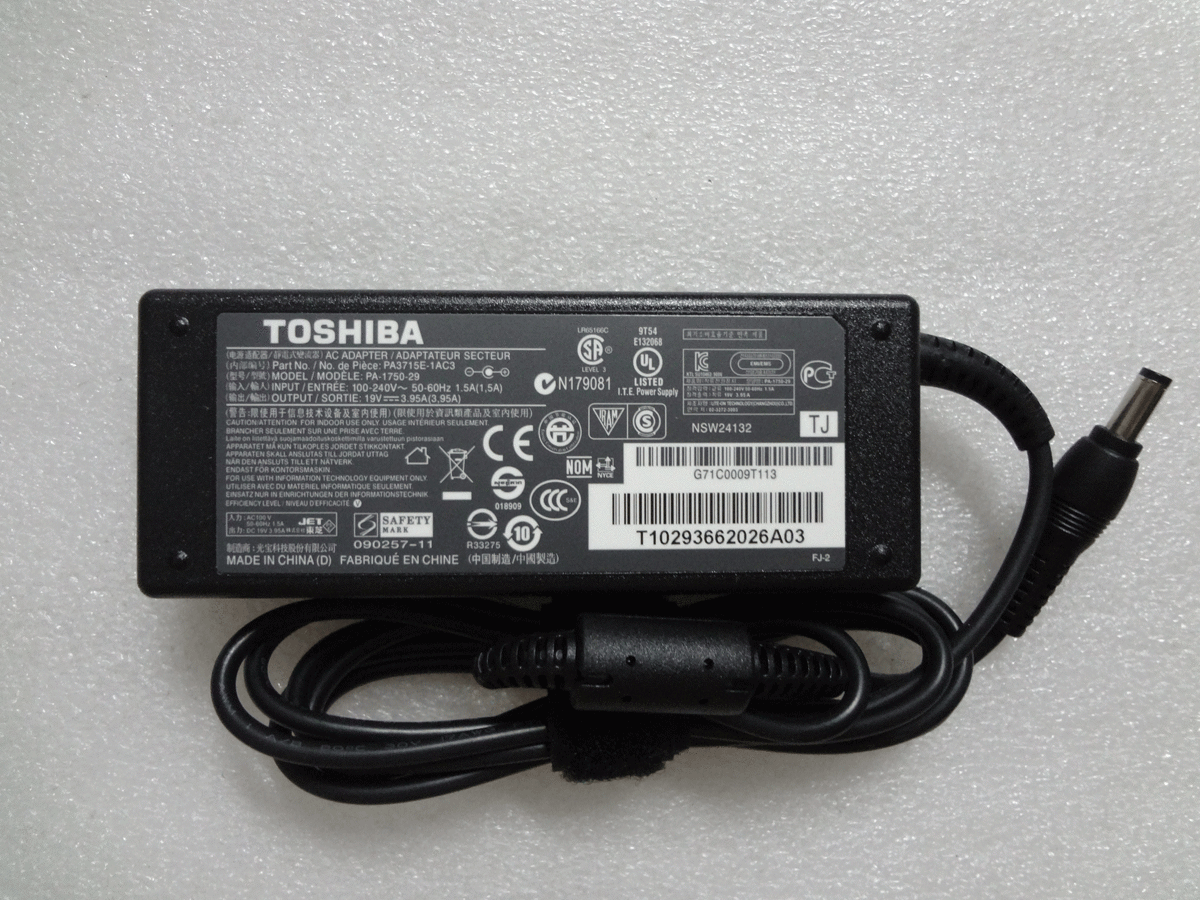 Toshiba 19V 3.95A 5.5mmX2.5mm 75W C850 C650 C660 C665 L850 L750 Adapter
