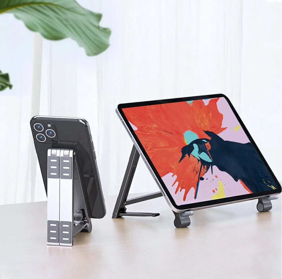 Aluminum Laptop Phone Tablet Desk Table Stand Holder - Silver